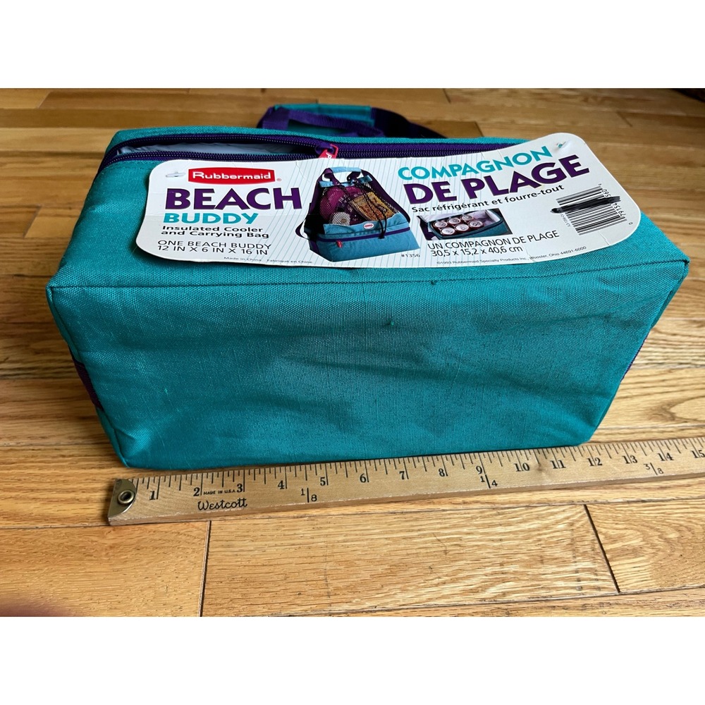 Vintage 1993 Rubbermaid Beach Buddy Insulated Cooler Mesh Tote Bag Retro - Picture 4 of 14